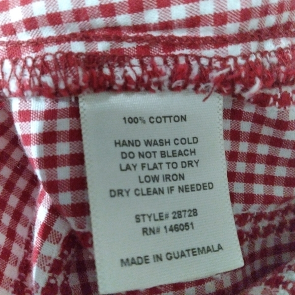 monteau Sleeveless Button Down Shirt Red Mini Check Knot Front Collared Size L - Picture 6 of 6